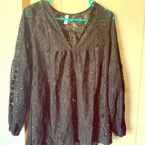 Lacy black long sleeve woman’s shirt